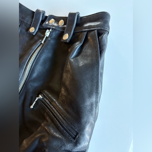 FRAME Black Lamb Leather Skirt with Zipper Detail - Picture 5 of 16